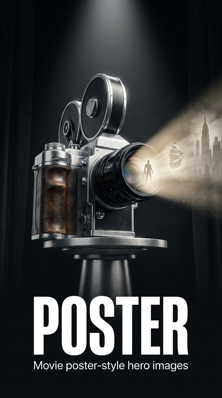 Movie poster style hero images for any product,