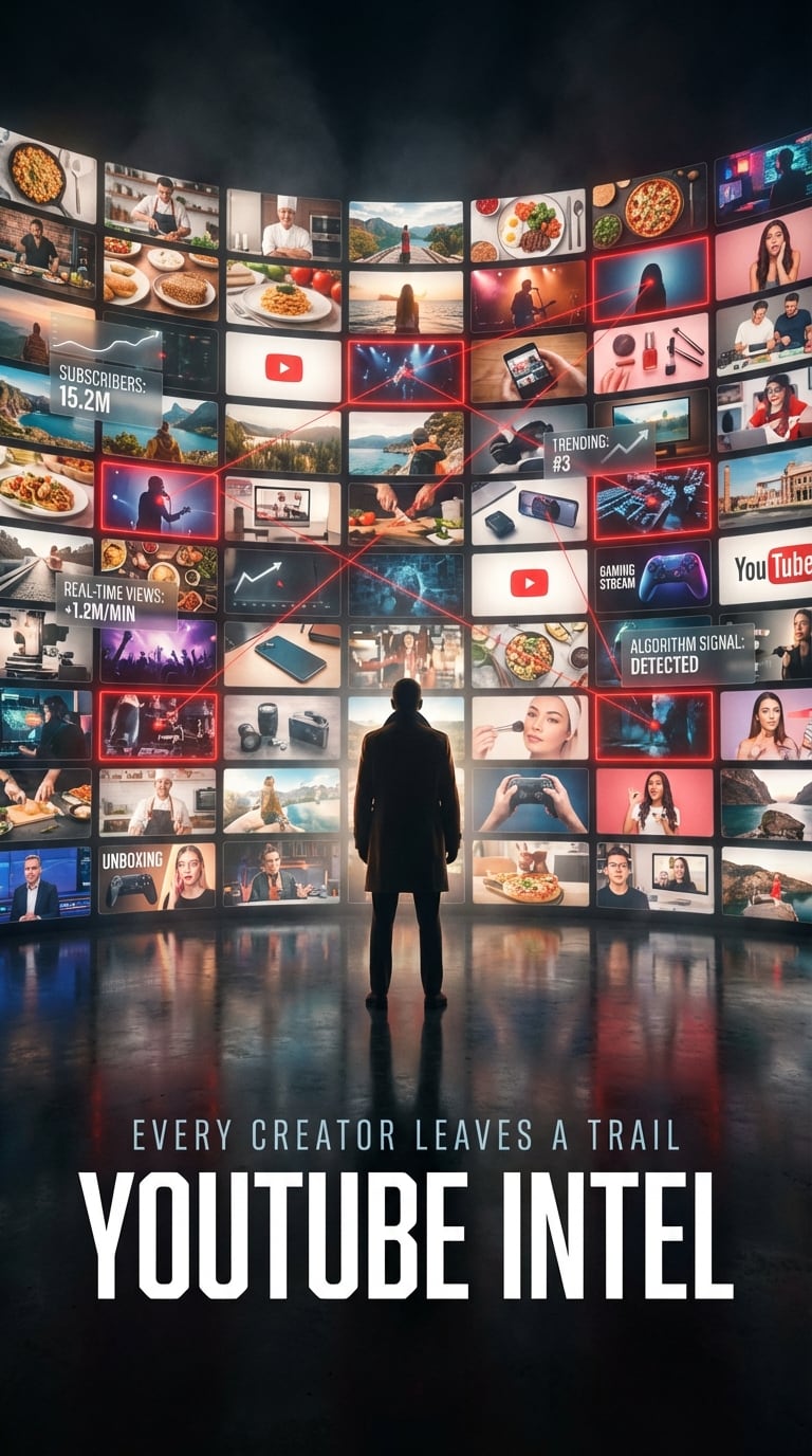 Channel audits, video analytics, transcript extraction, comment analysis,