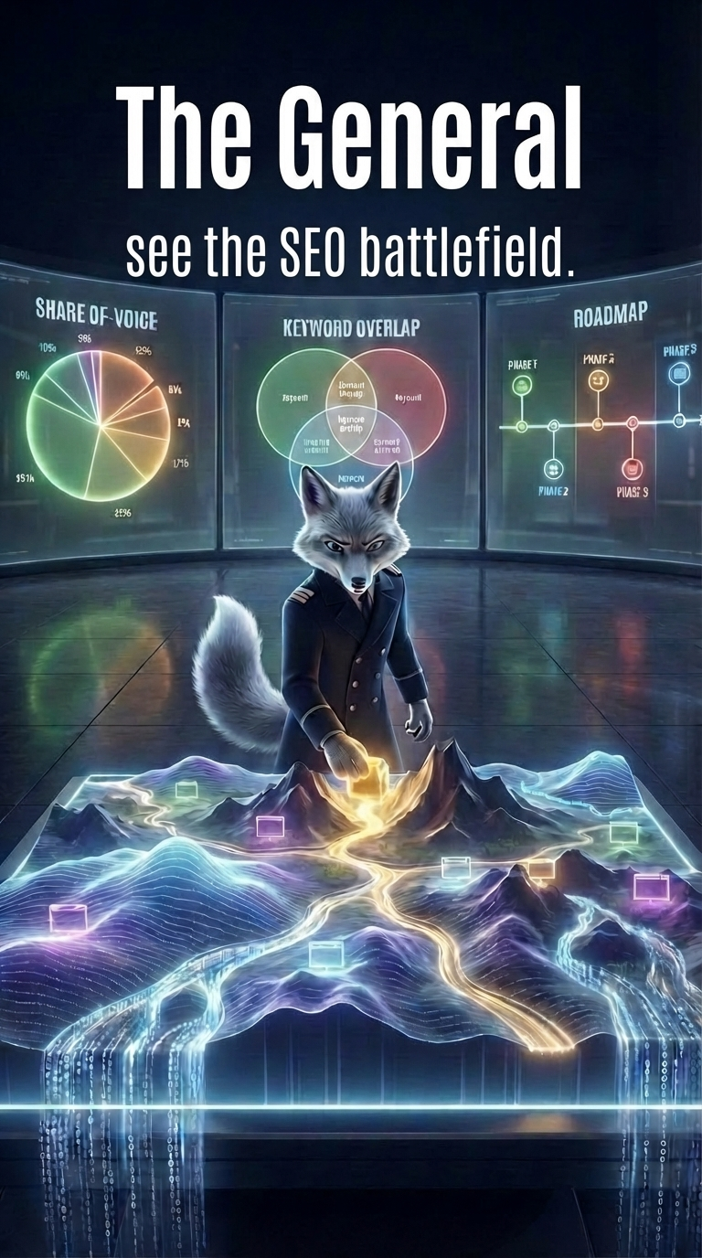 Competitive intelligence, keyword gap analysis, content gap mapping,